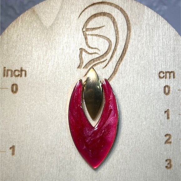 Vtg Swirled Red Enamel Gold-tone  Kinetic Earrings for Pierced Ears Statement - Picture 4 of 5
